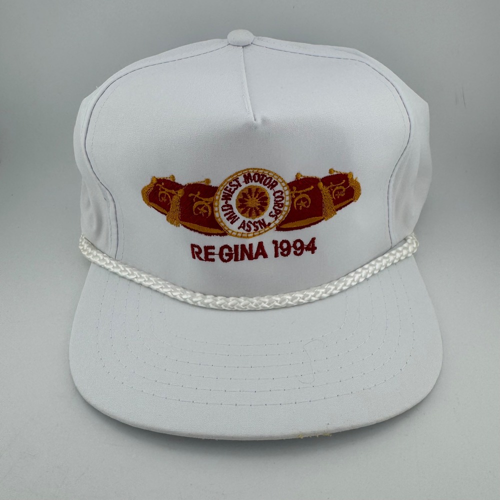 A.J.M. Headwear Regina 1994 Motor‎ Corps Hat OSFA White Vintage Rope Cap